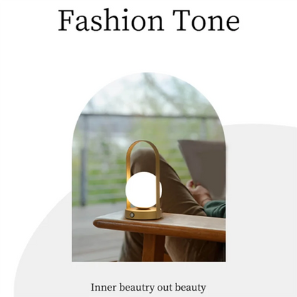 Portable Metal Table Lamp Rechargeable Dimmable 3 Color LED Bedside Desk Light