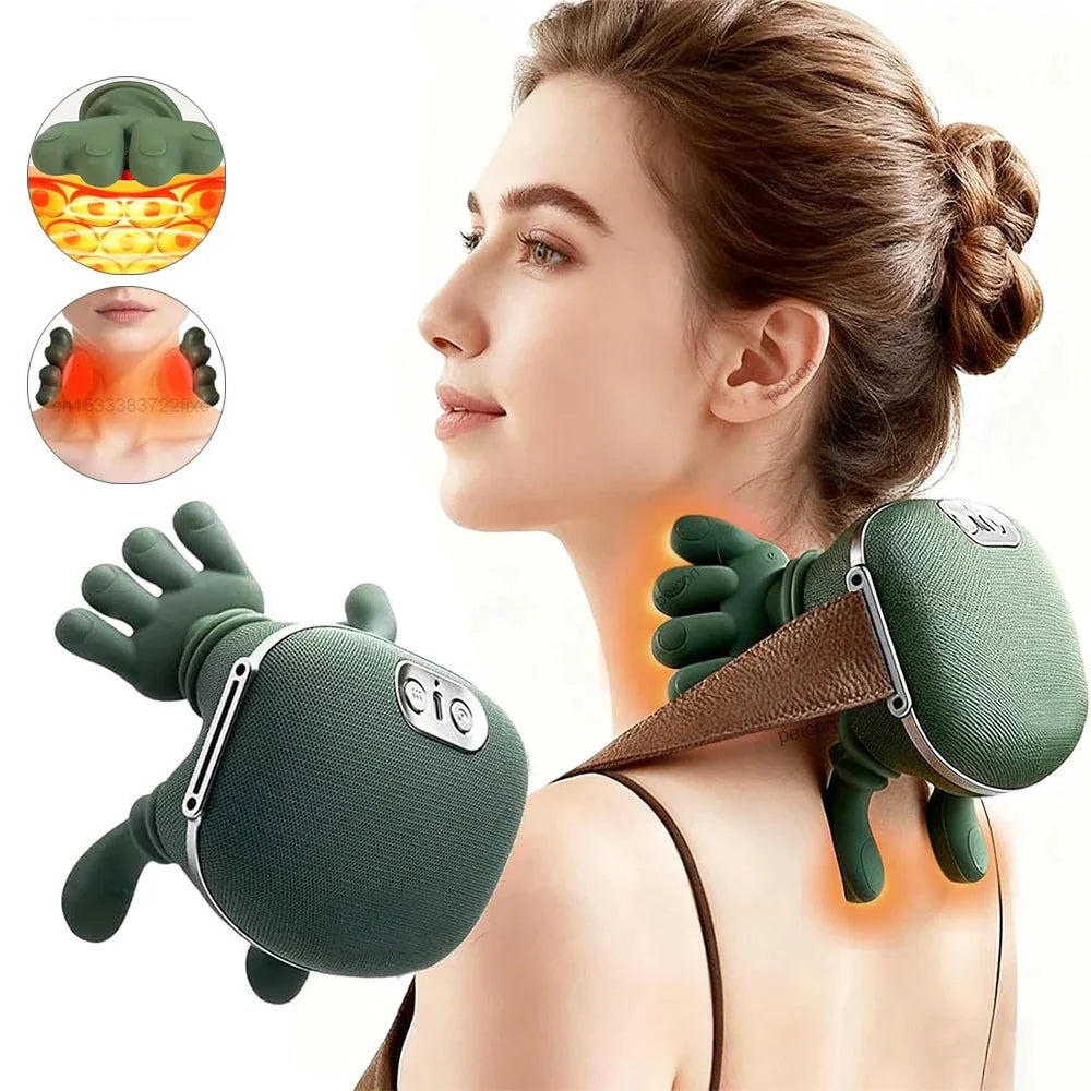 Moktan Sabai 4D Kneading Neck Shoulder Massager Portable Deep Tissue Massage Tool green