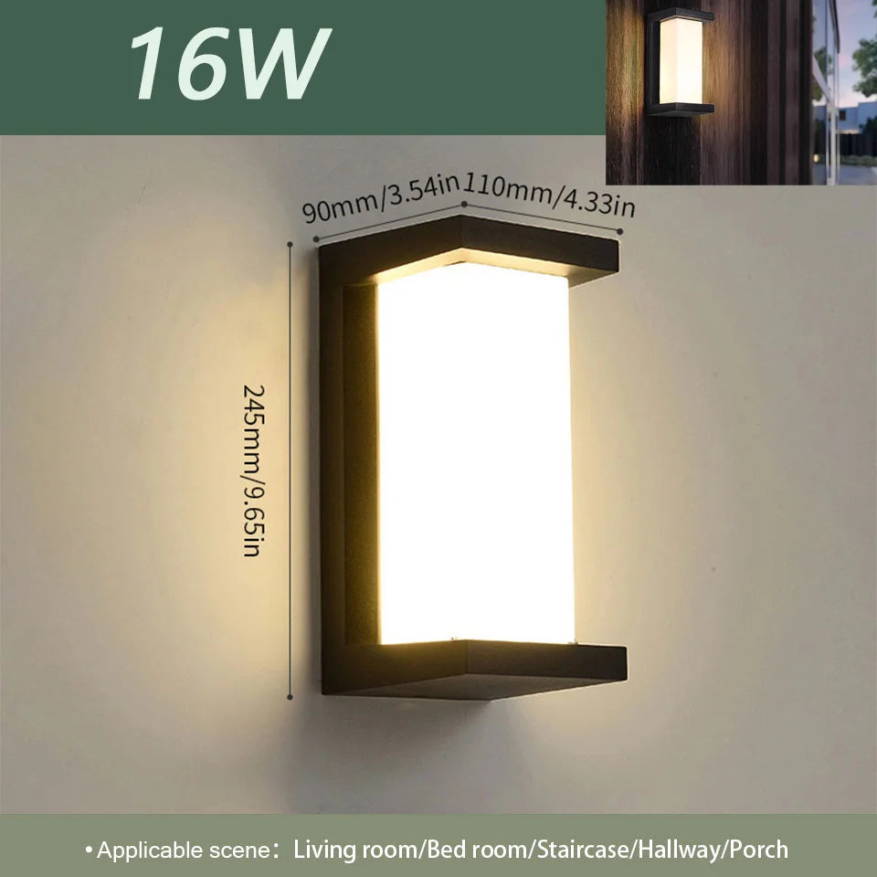 Moktan Sabai LED Outdoor Wall Light – IP66 Waterproof Motion Sensor Lamp for Porch & Garden Radar Motion Sensor Model B 16W Warm White
