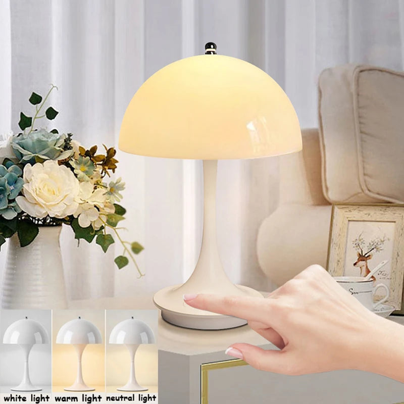 Rechargeable Dimmable LED Table Lamp Touch Control Bedside Light for Bedroom