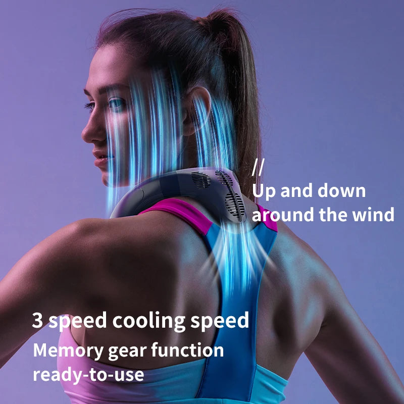 Moktan Sabai Cooling Neck Fan | Portable Neck Air Conditioner with 3-Speed Settings | Lightweight Design for Instant Heat Relief