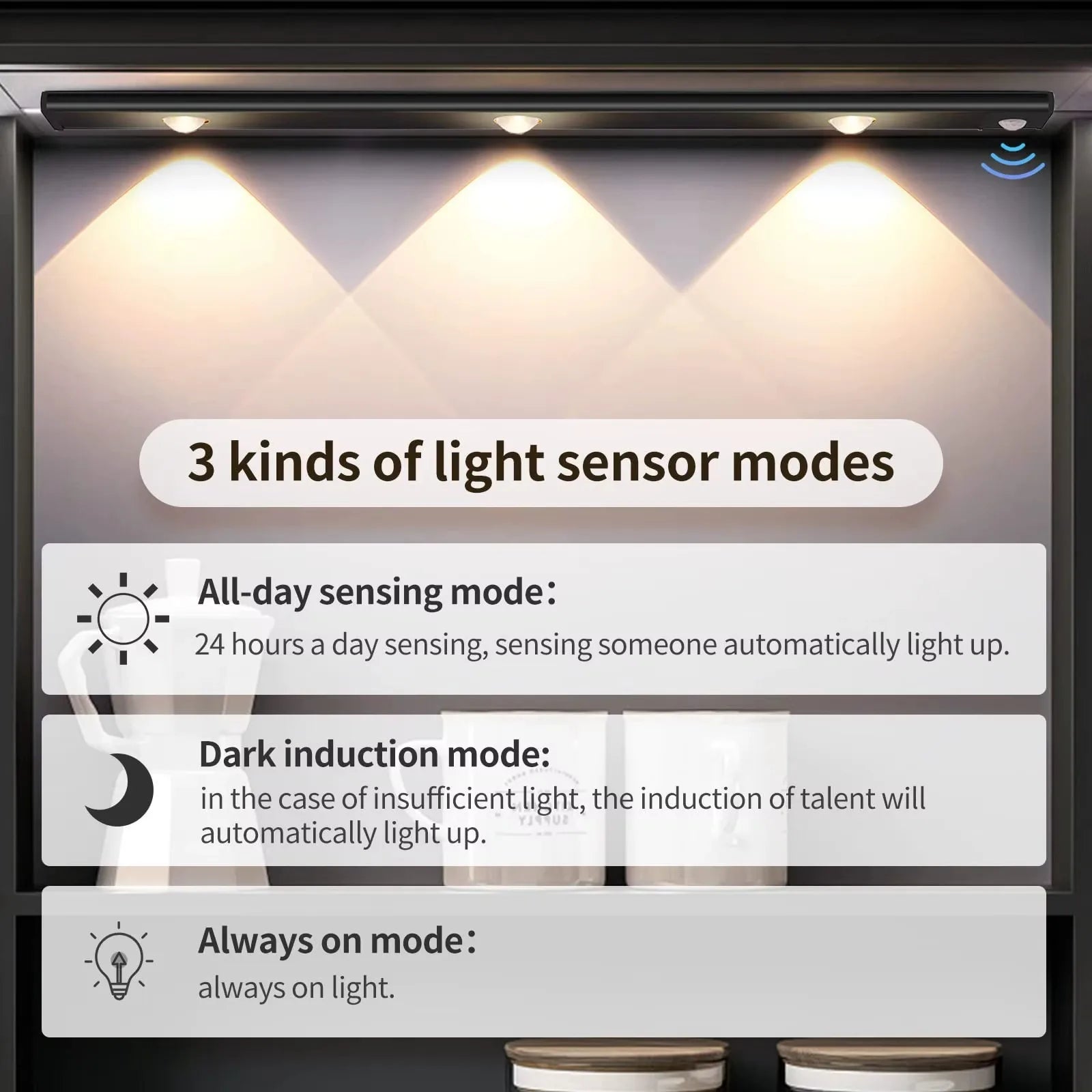 Moktan Sabai Motion Sensor Light Wireless USB LED Night Light for Under Cabinet Lighting