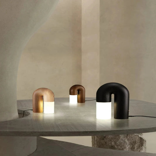 Vintage Solid Wood LED Table Lamp Dimmable Bedside Desk Light for Bedroom Living Room