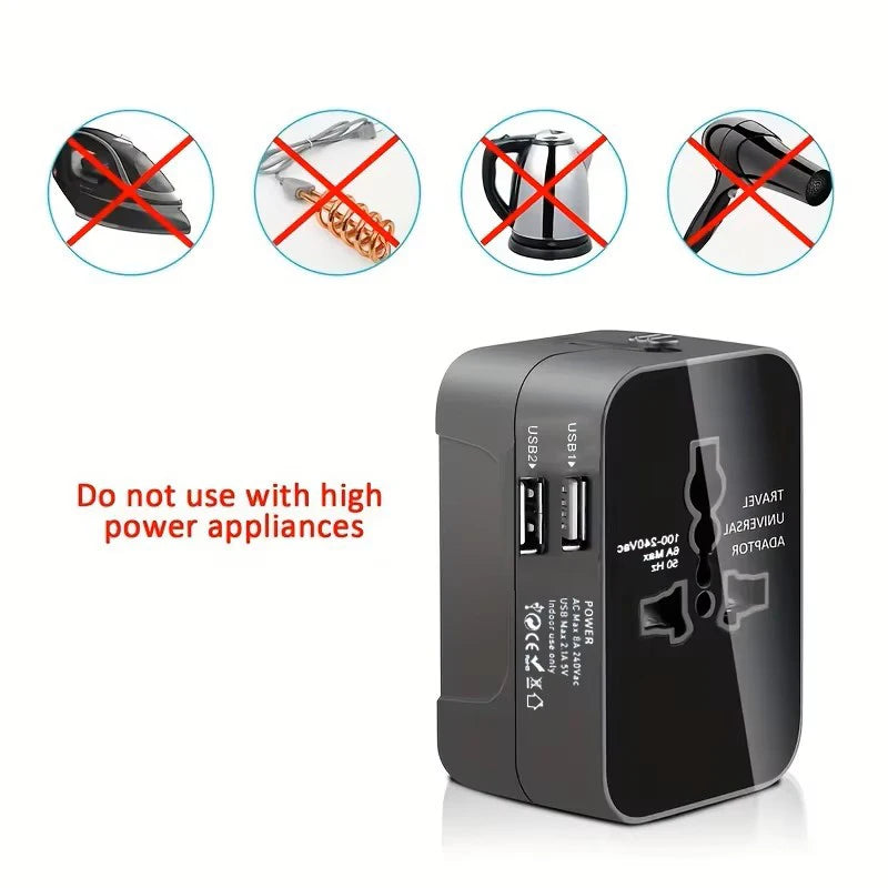 Moktan Sabai Universal AC Power Adapter EU US Plug Converter Dual USB Travel Charger