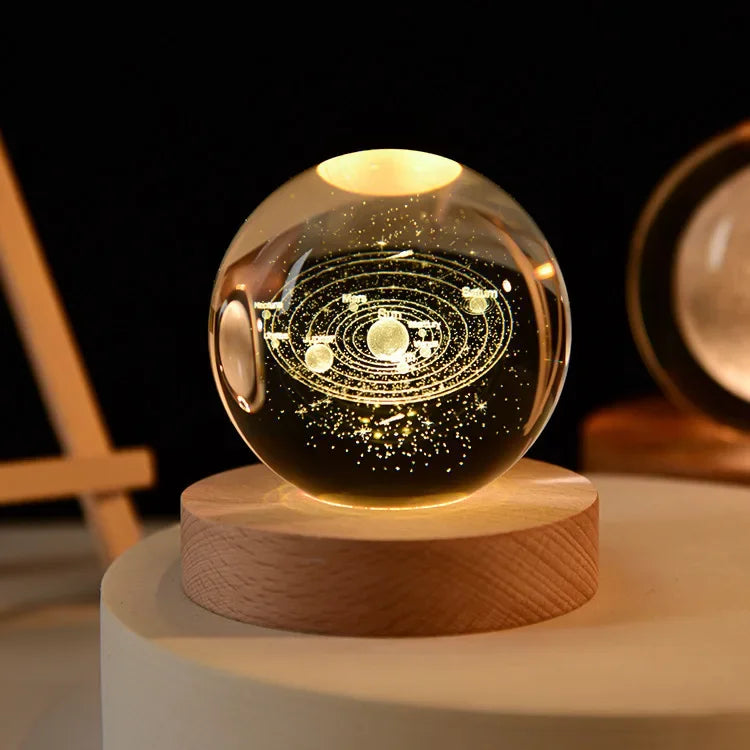 Moktan Sabai 3D Galaxy Crystal Ball Night Light USB LED Moon Lamp Home Decor Gift Planet Solar system