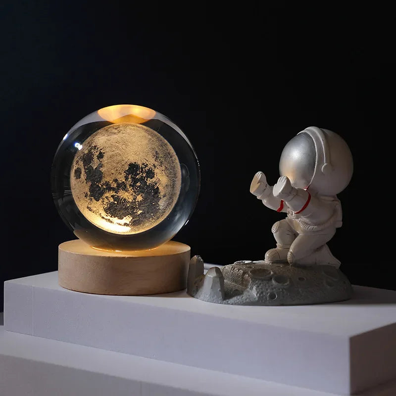 Moktan Sabai 3D Galaxy Crystal Ball Night Light USB LED Moon Lamp Home Decor Gift Planet
