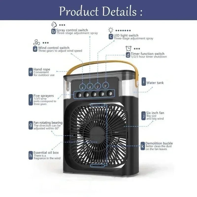 Moktan Sabai Compact Air Cooler | 3-in-1 Evaporative Cooler Fan with Adjustable Speeds | USB Powered for Personal Comfort