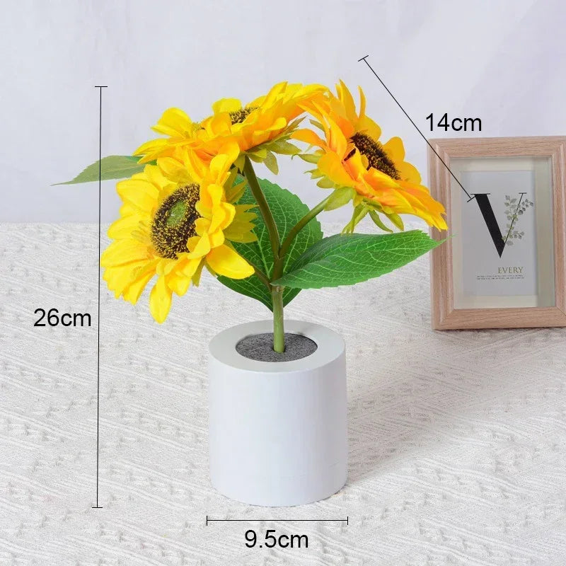 Moktan Sabai 3 LED Sunflower Night Light Rechargeable Table Lamp Bedroom Bedside Decor Lamp
