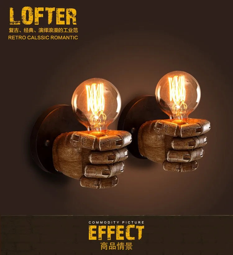 Moktan Sabai Resin Hand Wall Lamp – Left/Right Fist Sconce Light for Bar, Restaurant & Home Decor