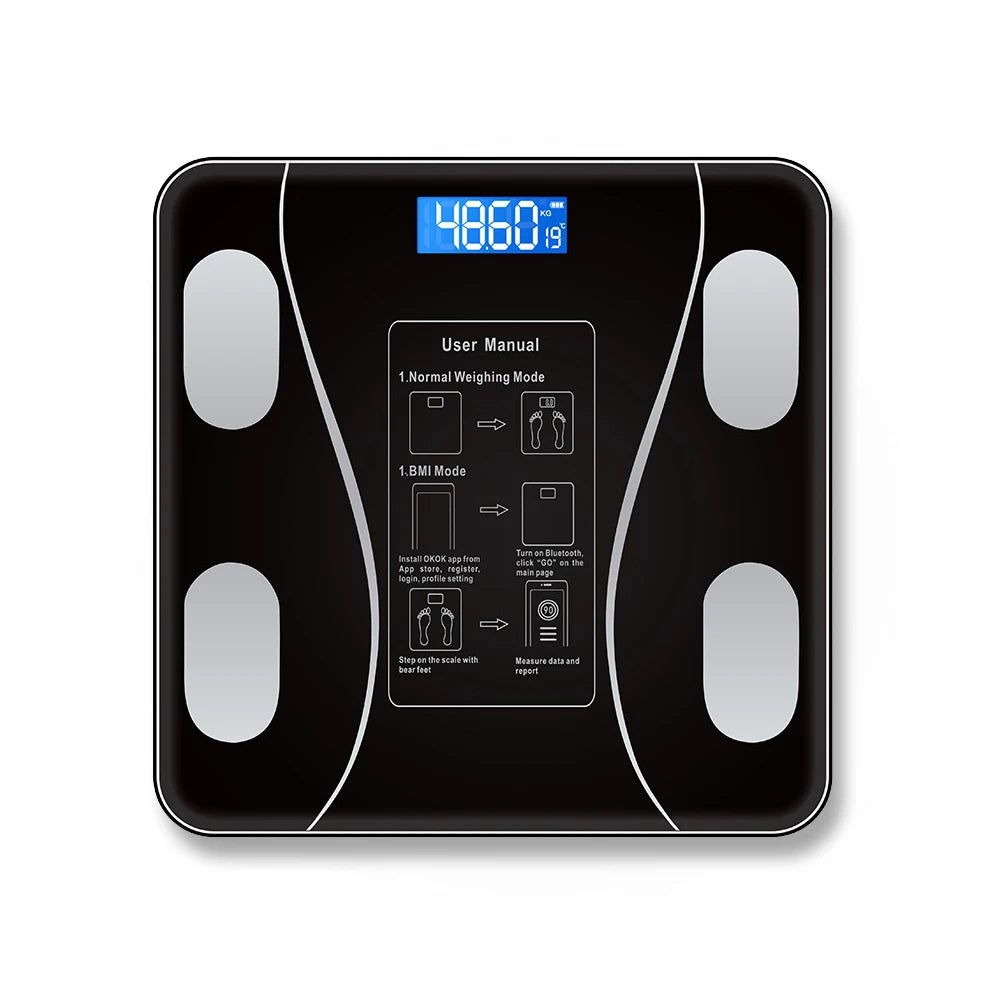 Moktan Sabai Smart Bluetooth Digital Scale – USB Rechargeable with LED Display and App Sync black