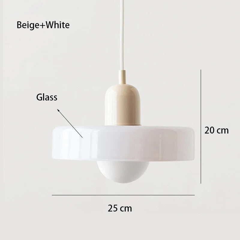 Moktan Sabai Nordic Bauhaus Glass Chandelier – Retro Dining Room Pendant Light for Living Room White2 110V