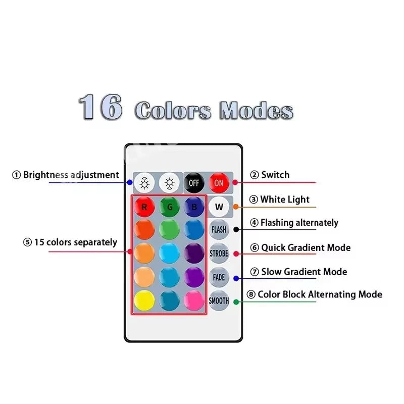 Moktan Sabai RGB LED Light Bulb E27 Remote Control Dimmable 16 Color Smart Lamp