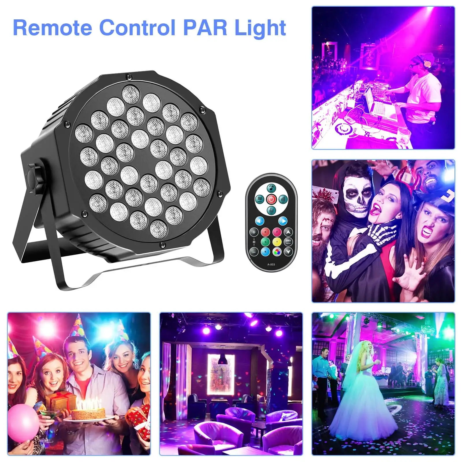Moktan Sabai RGB Par Lights 36LED Stage Lighting – DMX512 Uplights for DJ, Party, Wedding Events