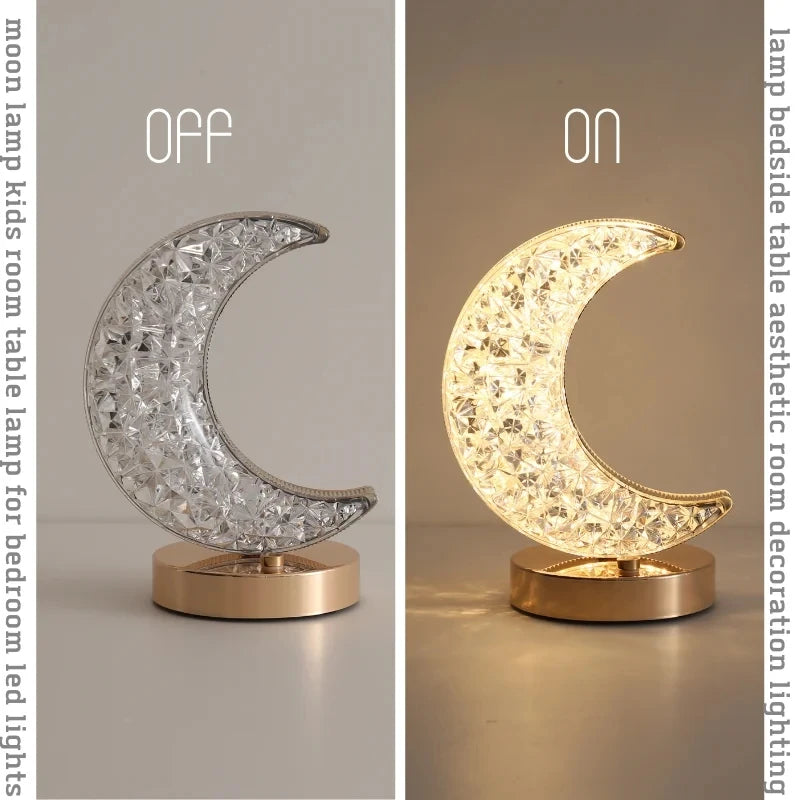Moktan Sabai Crystal Touch LED Night Light – USB Dimmable Moon Lamp for Bedroom & Girls Room