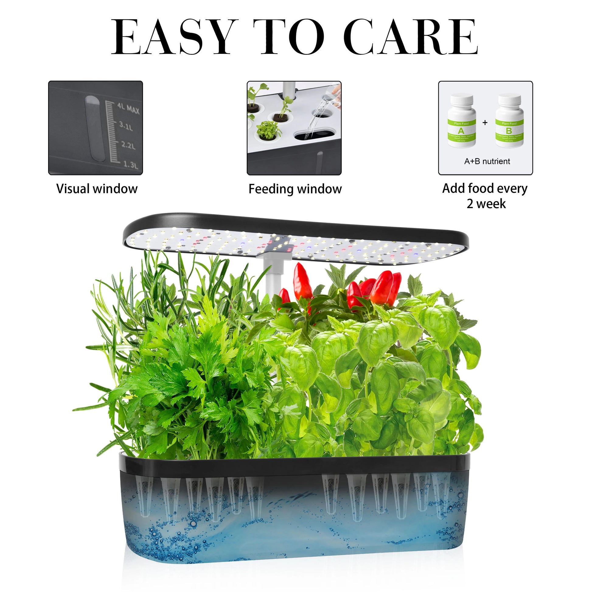 Moktan Sabai 12 Pod Hydroponic Growing System Indoor Herb Garden LED Grow Light Timer