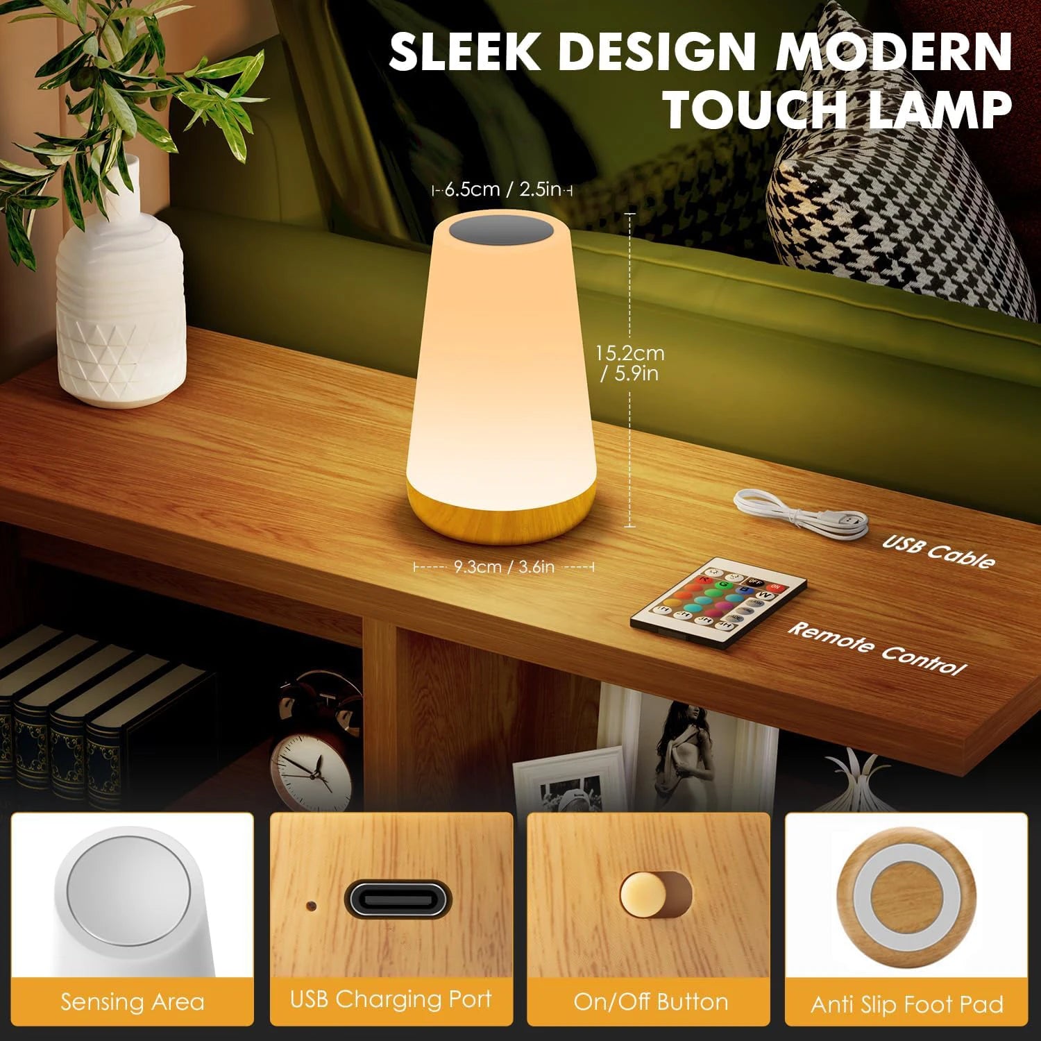Moktan Sabai RGB Color Changing Night Light Touch Dimmable USB Rechargeable Lamp for Bedside