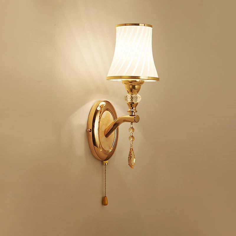 Moktan Sabai Nordic LED Wall Sconce with Switch Glass Shade Bedroom Bedside Living Room