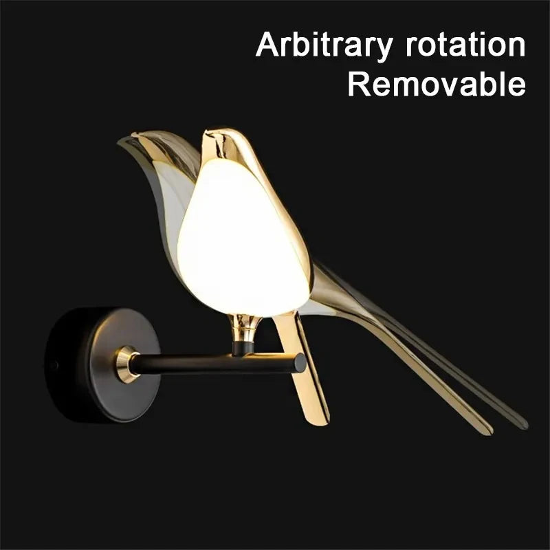 Moktan Sabai Nordic Golden Bird LED Wall Lamp Bedroom Bedside Living Room Bar Decorative Sconce