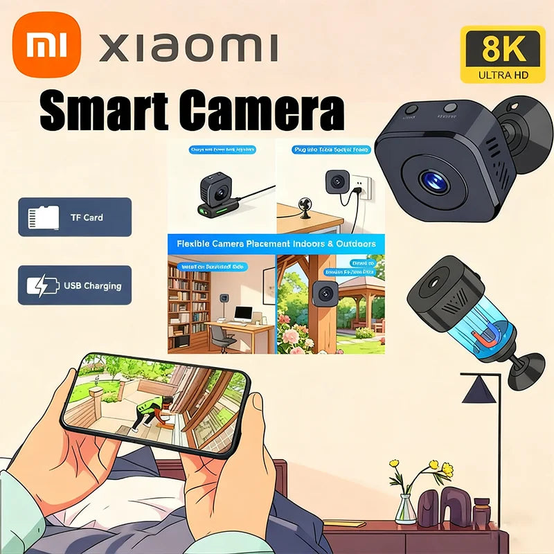 Moktan Sabai Xiaomi 8K Mini Security Camera Full Color Night Vision WiFi Motion Surveillance
