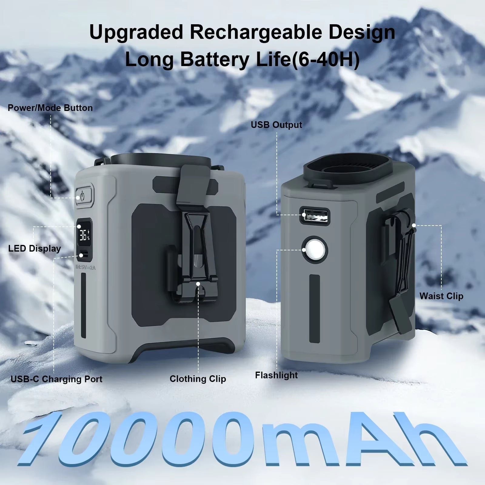 Moktan Sabai Cooling Companion | Portable Waist Fan with 8000mAh Battery | 100-Speed Adjustable for Ultimate Comfort