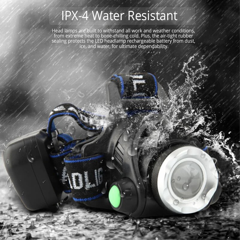 Moktan Sabai Powerful LED Headlamp Zoomable Rechargeable Waterproof for Camping Fishing