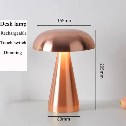 Rechargeable LED Mushroom Table Lamp Touch Sensor Bedside Night Light Decor