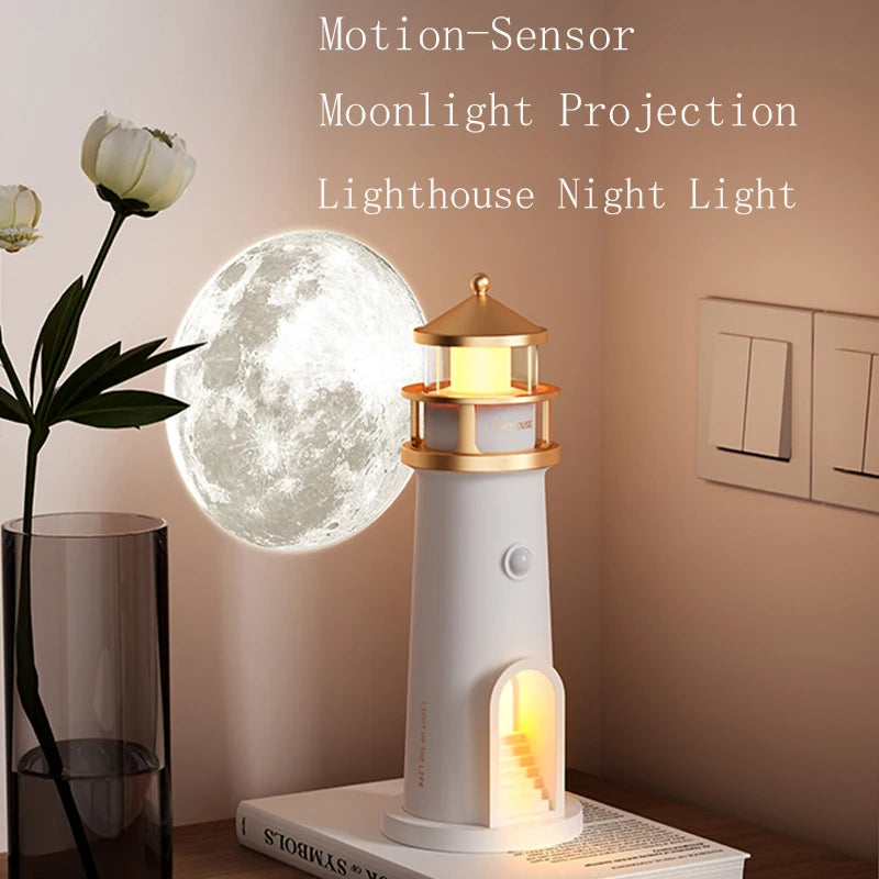 Moktan Sabai Moon Lamp Projection Lighthouse Night Light Bluetooth Music Remote Control Ambient Lamp