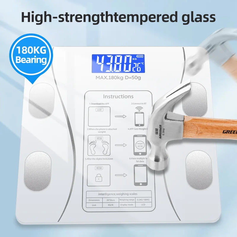Moktan Sabai Smart Bluetooth Digital Scale – LED Display with App Sync and Rechargeable Battery