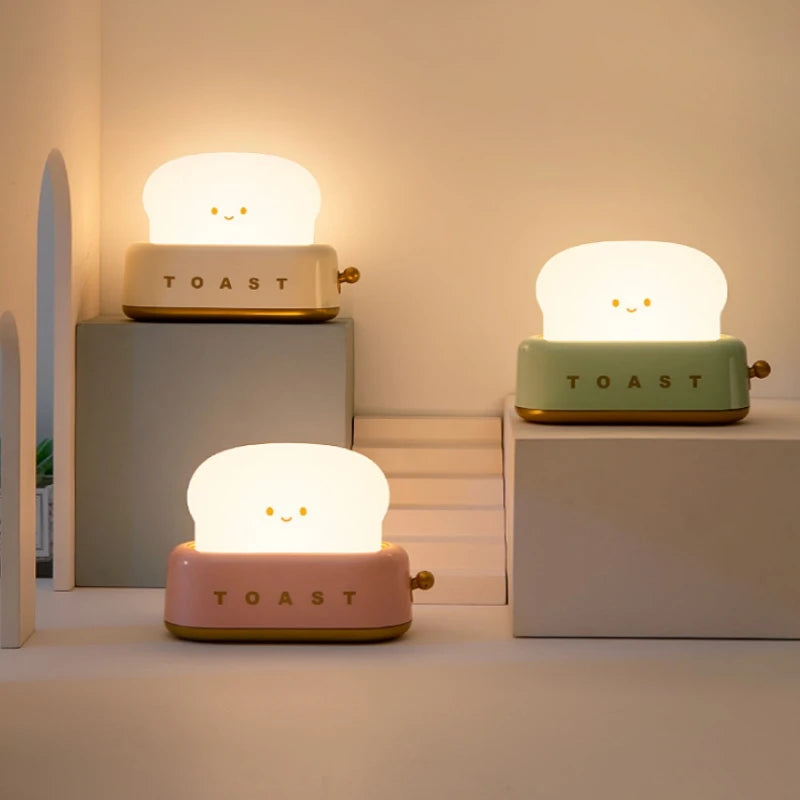 Moktan Sabai Toast Night Light LED Bedside Desk Lamp USB Rechargeable Cute Bedroom Gift