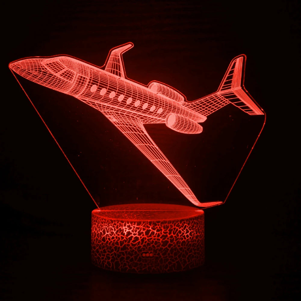 Moktan Sabai Airplane 3D LED Night Light | USB Illusion Bedside Lamp for Bedroom Decor