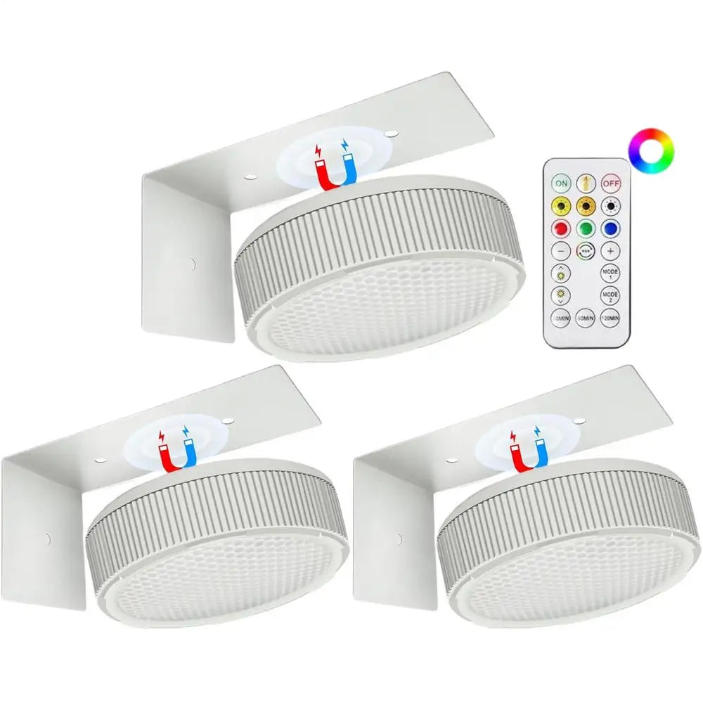 Moktan Sabai 3 Pack Remote Control Picture Lights Battery Powered Dimmable Art Display Lamps White