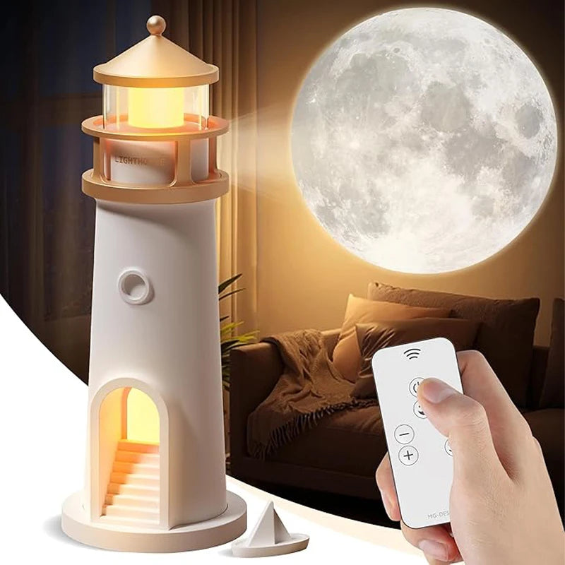 Moktan Sabai Moon Lamp Projection Lighthouse Night Light Bluetooth Music Remote Control Ambient Lamp Remote Control