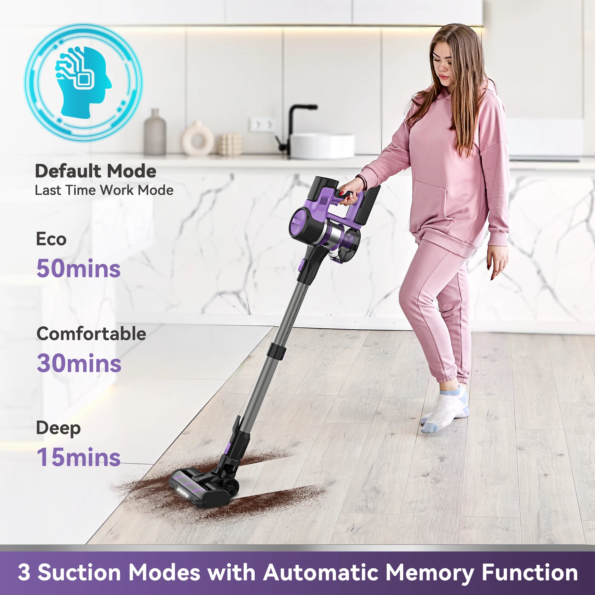 Moktan Sabai 6 in 1 Cordless Stick Vacuum Cleaner 45KPa Powerful Suction 50 Min Runtime