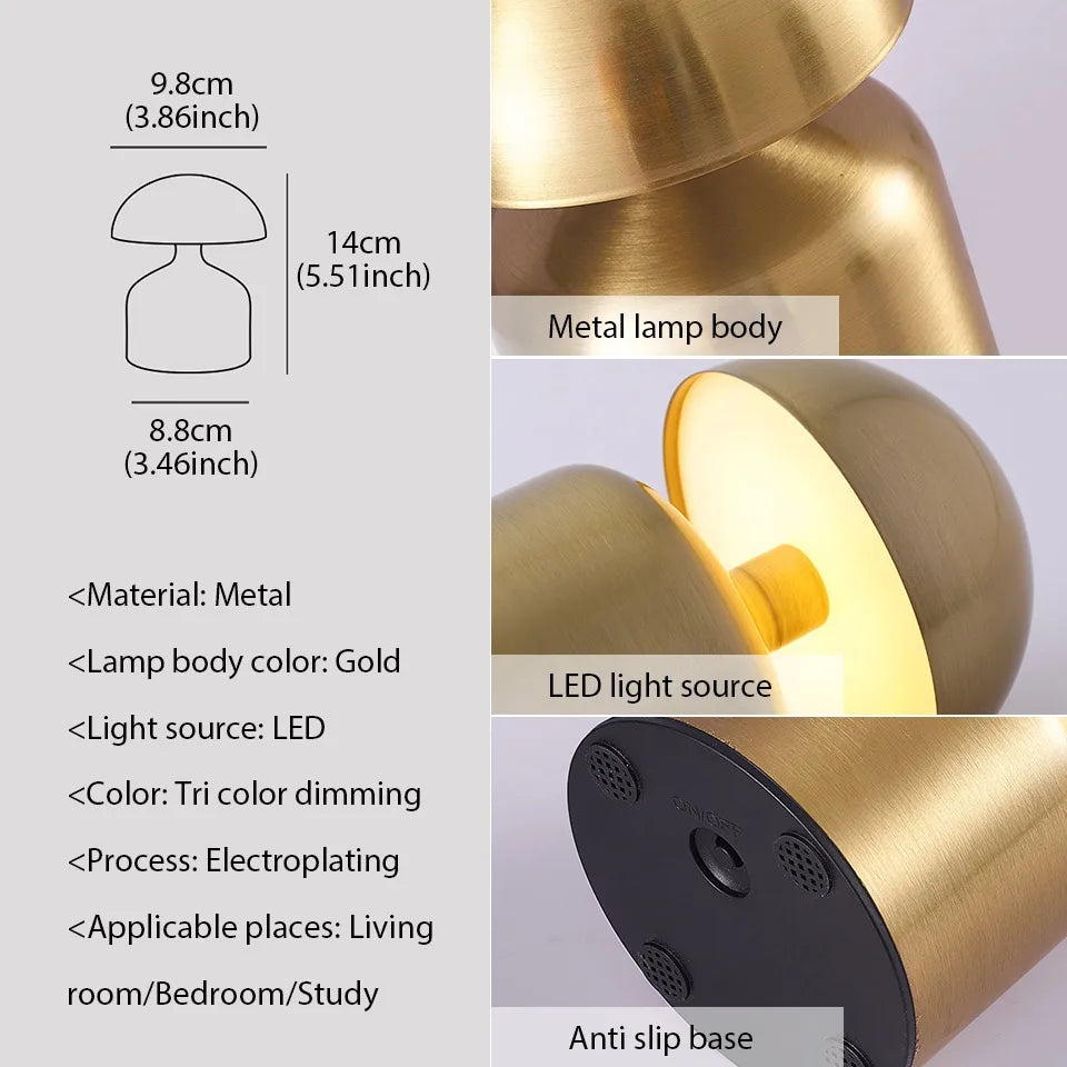 Moktan Sabai Touch LED Table Lamp USB Rechargeable 3 Color Dimming Bedside Night Light