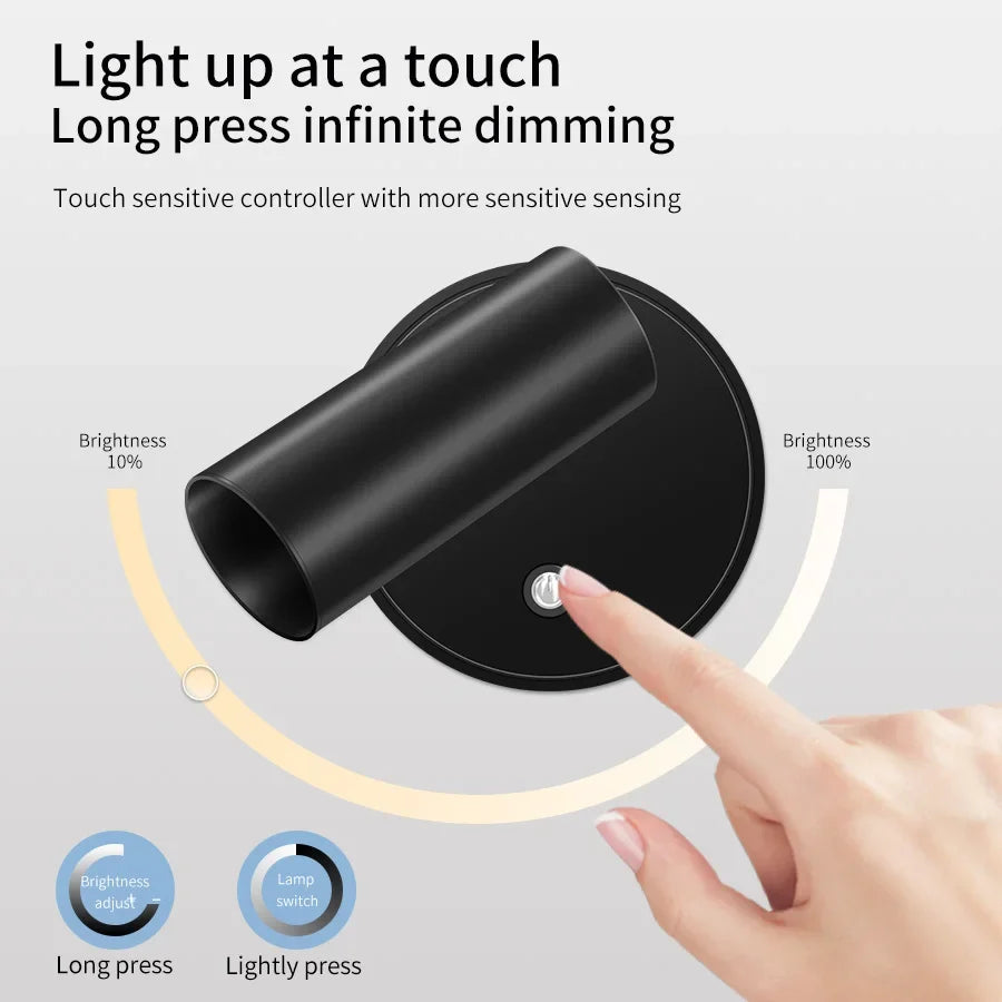 Moktan Sabai Magnetic LED Wall Light Rechargeable Touch Dimmable Cordless Bedside Lamp