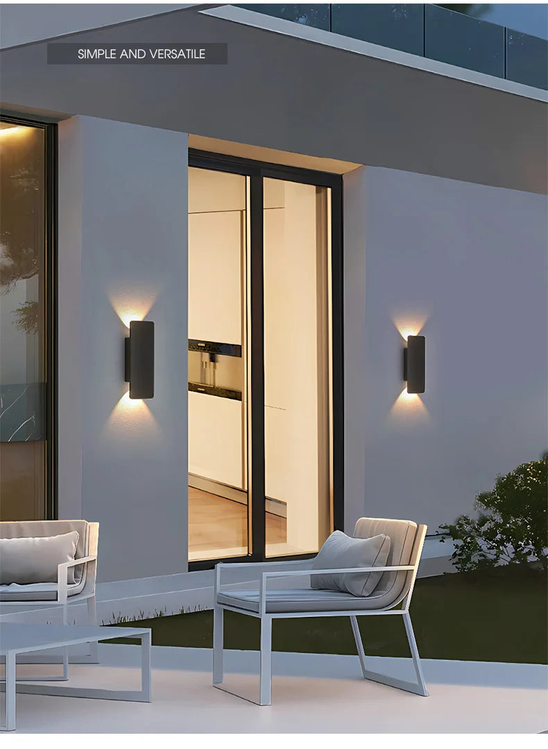 Moktan Sabai Outdoor Waterproof Wall Light – 18W LED Black Aluminum Exterior Lamp for Bedroom