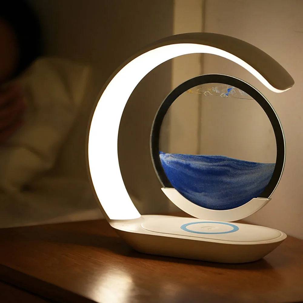 Moktan Sabai Quicksand Table Lamp USB Wireless Charging 3D Hourglass Desk Night Light