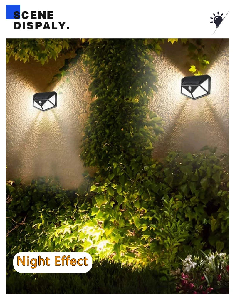 Moktan Sabai 100 LED Solar Motion Sensor Light | Waterproof Outdoor Wall Lamp for Yard Security