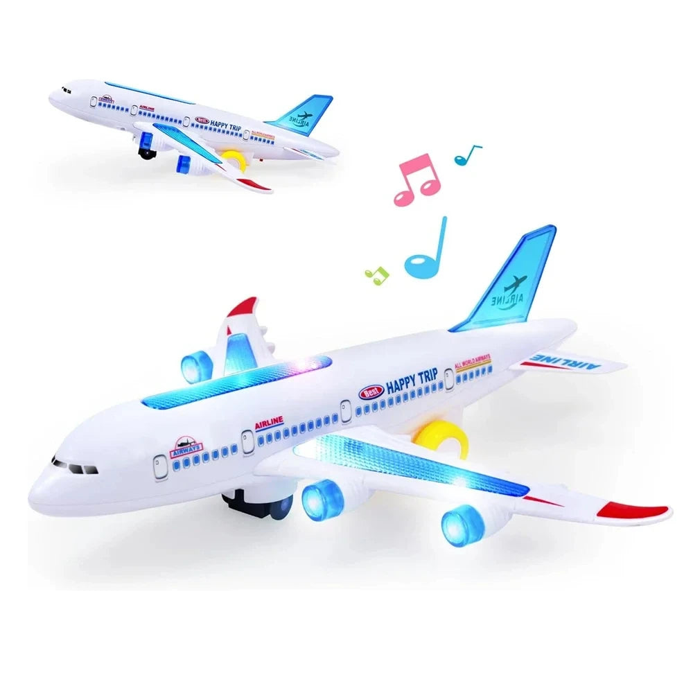 Moktan Sabai Electronic Airplane Toy with Music & Lights – Automatic Rotating Educational Plane Default Title