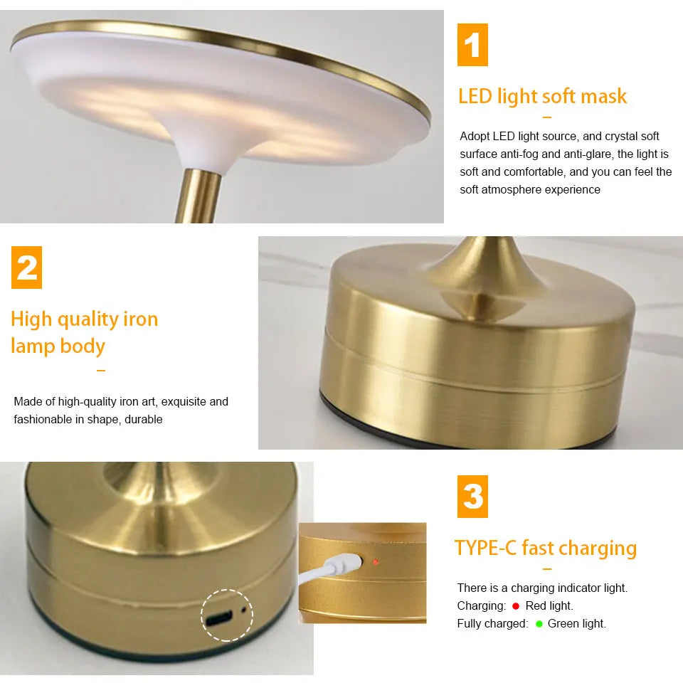 Moktan Sabai Touch Sensor LED Table Lamp USB Rechargeable Portable Night Light for Bedroom Bar