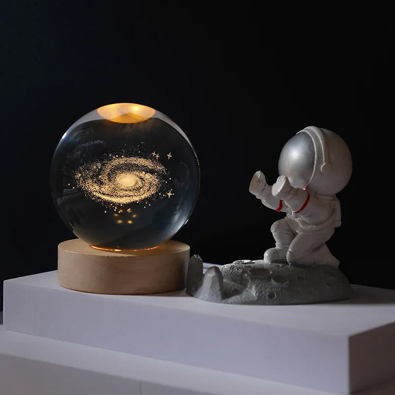 Moktan Sabai 3D Galaxy Crystal Ball Night Light USB LED Moon Lamp Home Decor Gift Planet