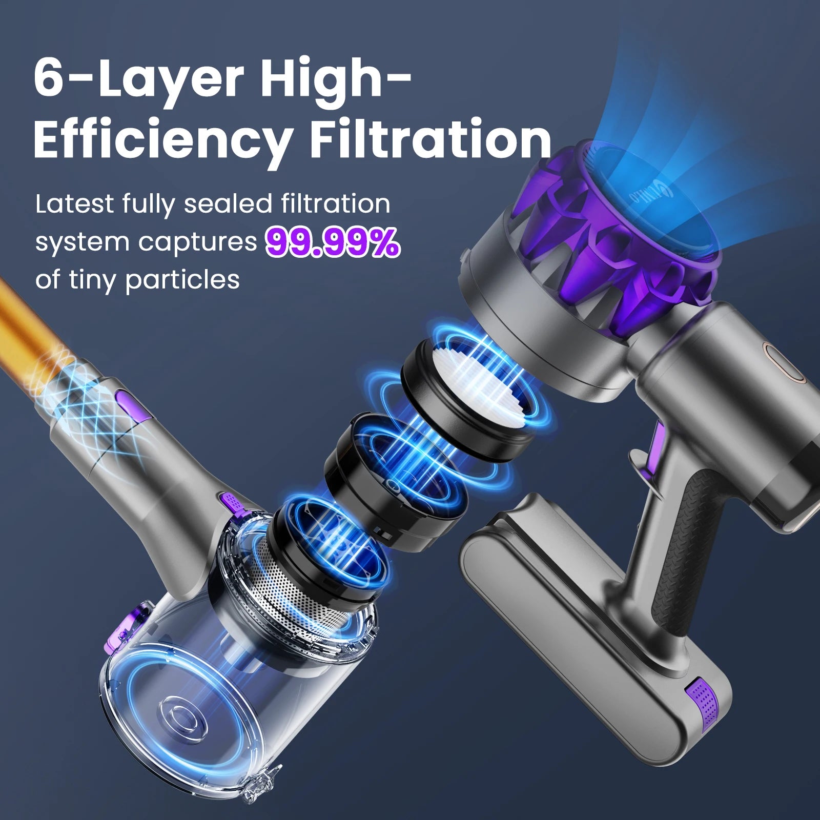 Moktan Sabai Cordless Vacuum Cleaner 30KPa Powerful Suction 55 Min Runtime Pet Hair