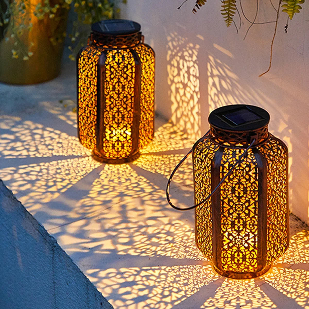 Moktan Sabai LED Solar Hanging Lantern Retro Iron Art Outdoor Vintage Pathway Decorative Lamp