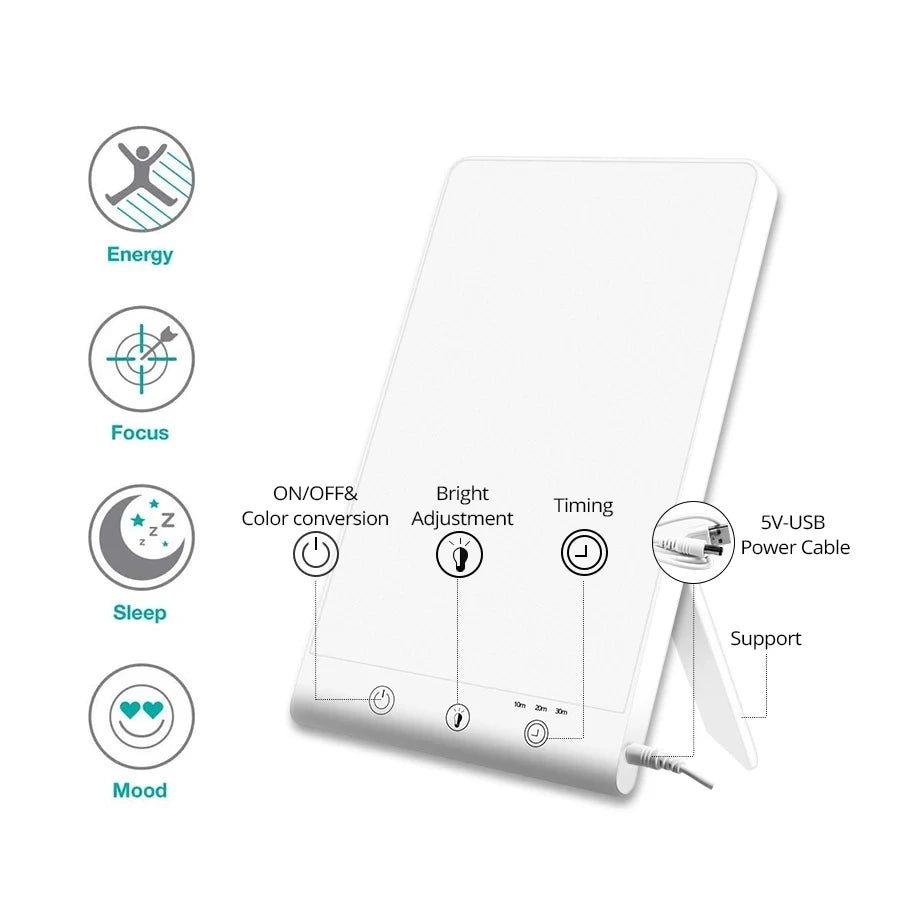Moktan Sabai 10000 Lux SAD Light Daylight Therapy Lamp Touch Dimmable UV-Free Happy Mood Light