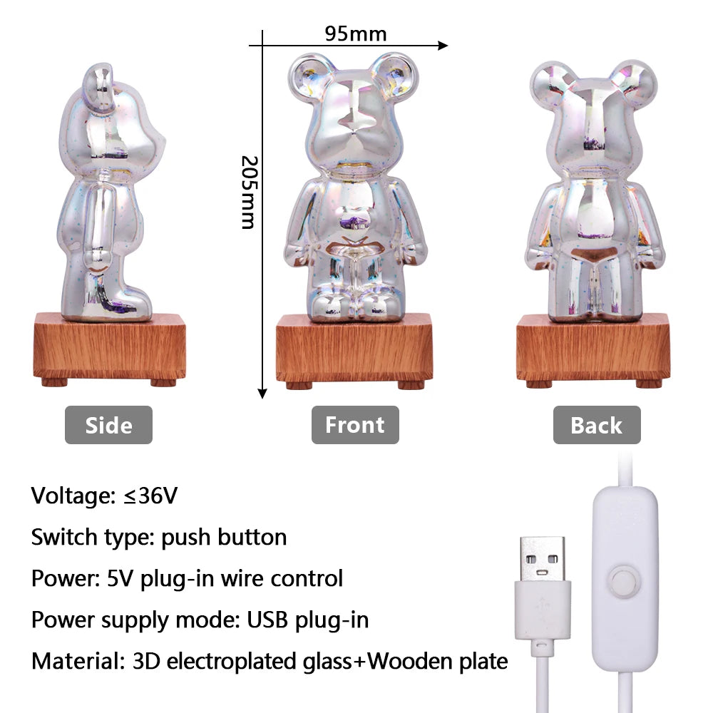 Moktan Sabai 3D Firework Bear LED Night Light Color Changing USB Bedroom Kids Gift Lamp