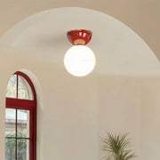 Moktan Sabai Bauhaus Dome Ceiling Light Cream Flush Mount Lamp for Hallway Balcony Entryway