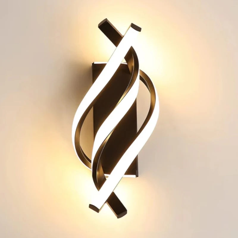 Moktan Sabai Curved Spiral LED Wall Lamp – Modern Light Fixture for Bedroom, Living Room, Hall