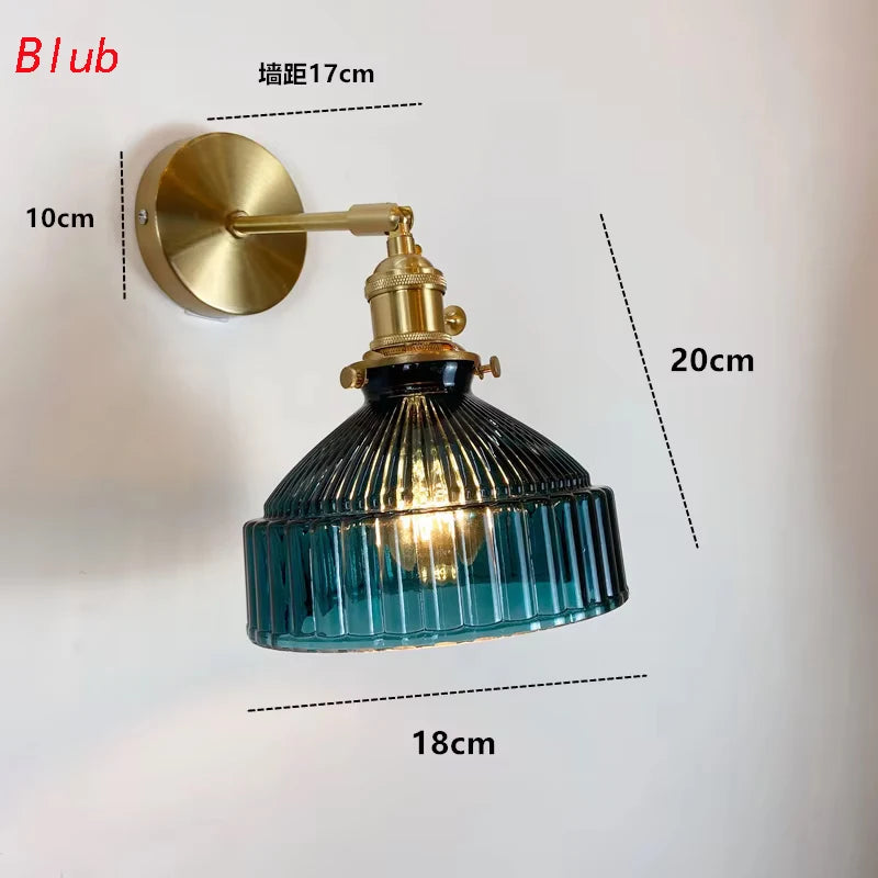 Moktan Sabai Green Glass Wall Sconce – Art Deco Light for Living Room, Hallway & Bedroom