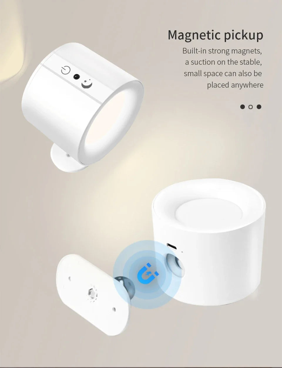 Moktan Sabai Wireless LED Wall Sconce Light 360° Rotatable Touch Control 3 Color Bedroom Lamp