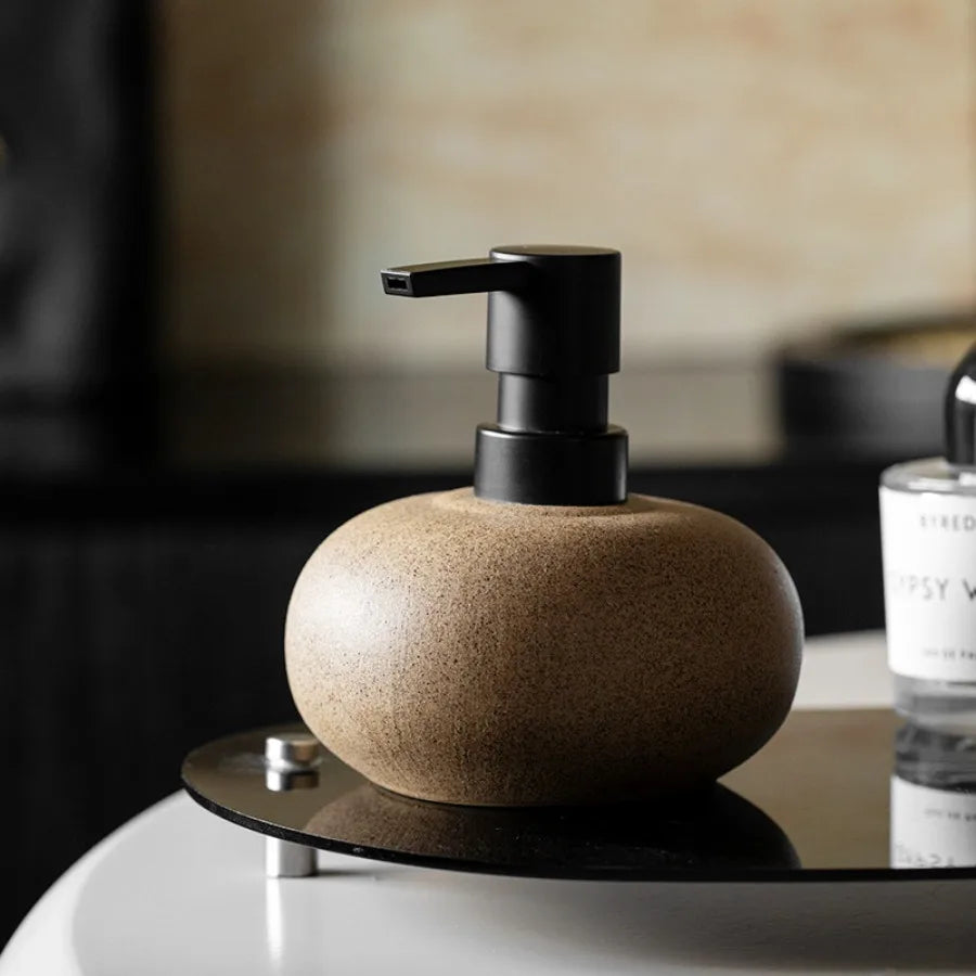 Moktan Sabai Ceramic Soap Dispenser | Nordic 300ml Pump Bottle Round